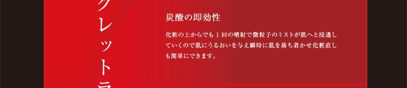 化粧の上からでも1回の噴射で微粒子のミストが肌へと浸透していくので肌にうるおいを与え瞬時に肌を落ち着かせ化粧直しも簡単にできます。